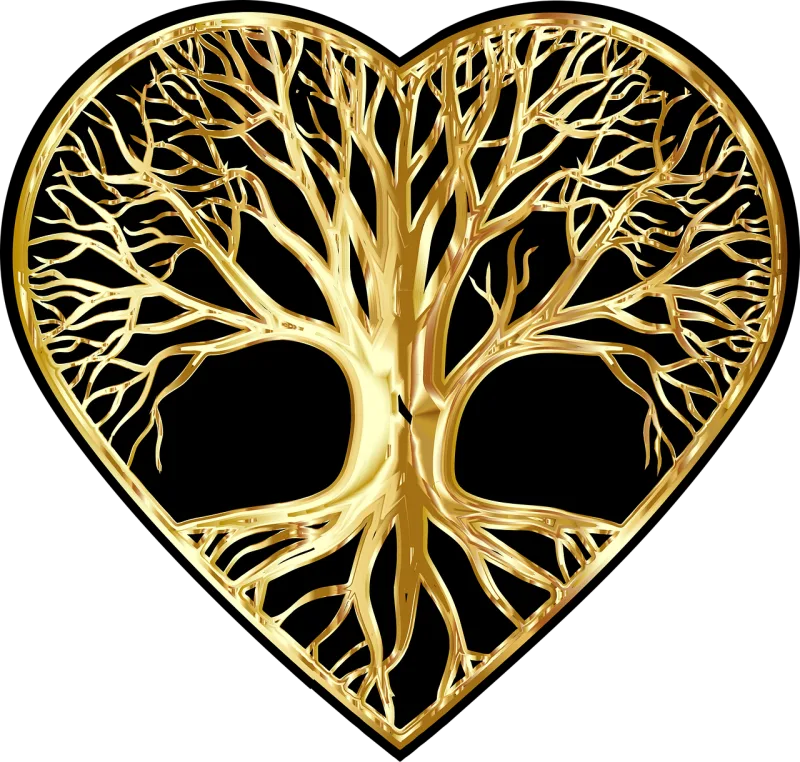 Tree Heart Gold Stickdatei – Natur