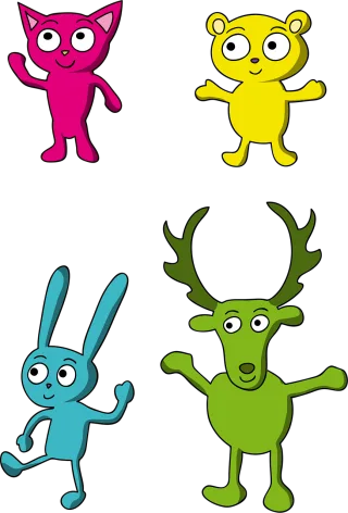 Cartoon Comic Animals Stickdatei