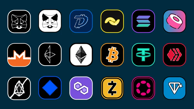Crypto Icons Cryptocurrencies Stickdatei – Essen & Trinken
