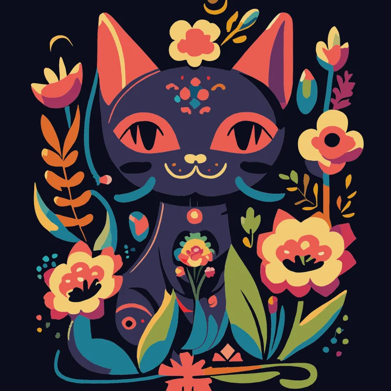 Cat Nature Flowers Stickdatei – Blumen