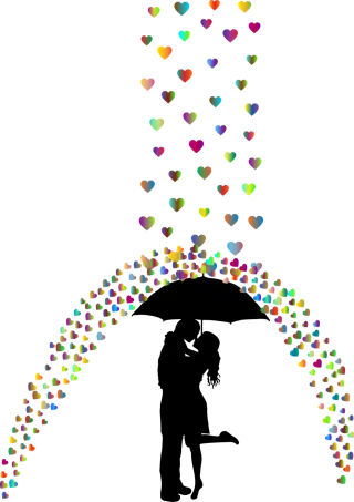 Couple Rain Hearts Stickdatei – Herzen & Liebe