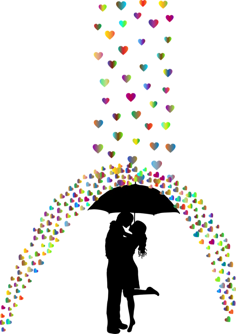 Couple Rain Hearts Stickdatei – Herzen & Liebe