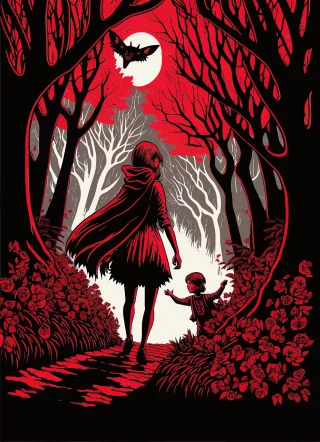 Little red riding hood Wolf Girl Stickdatei