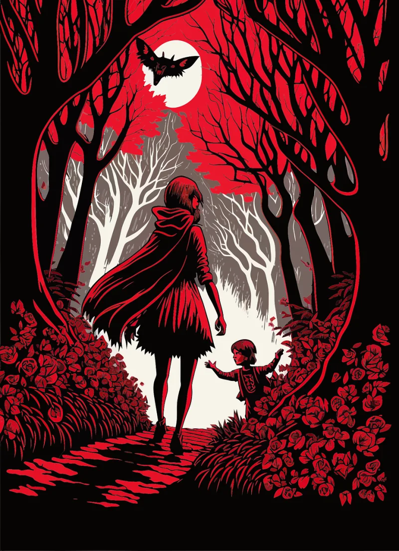 Little red riding hood Wolf Girl Stickdatei – Natur