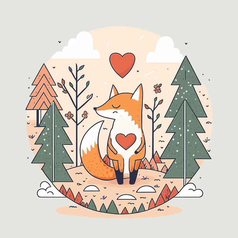Fox Little fox Love Stickdatei – Tiere