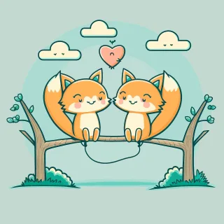 Foxes Little foxes Love Stickdatei