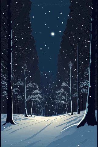 Snow Christmas Starry night Stickdatei