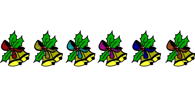 Bells Bluebells with holly Christmas bells Stickdatei – Weihnachten
