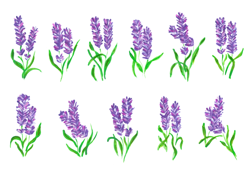 Lavender Purple flowers Watercolor Stickdatei – Blumen