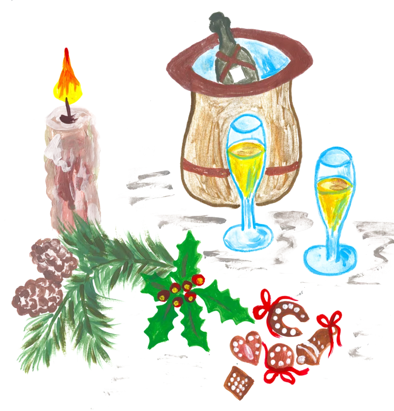New year Celebration Watercolor Stickdatei – Weihnachten