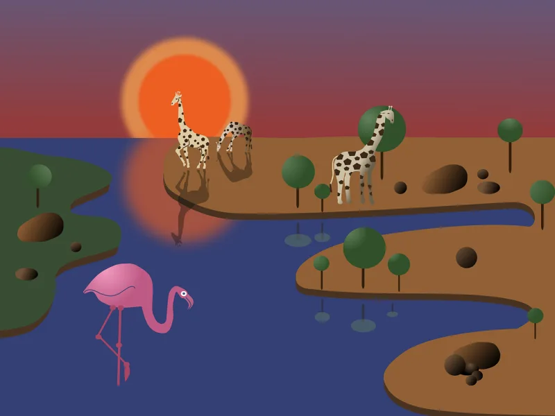 Giraffes Nature Water Stickdatei – Natur
