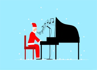 Santa Claus Piano Stickdatei