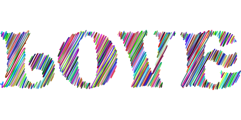 Love Scribble Typography Stickdatei – Herzen & Liebe