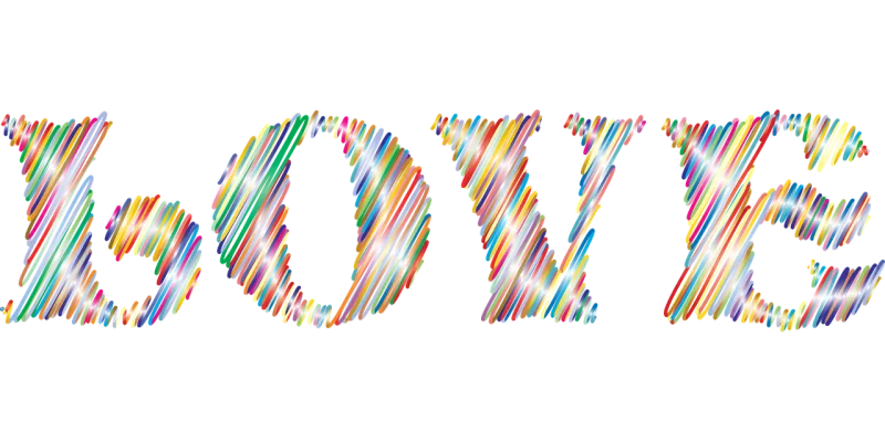 Love Scribble Typography Stickdatei – Herzen & Liebe