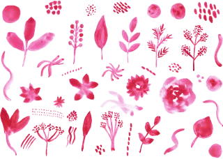 Flowers Leaves Watercolor Stickdatei