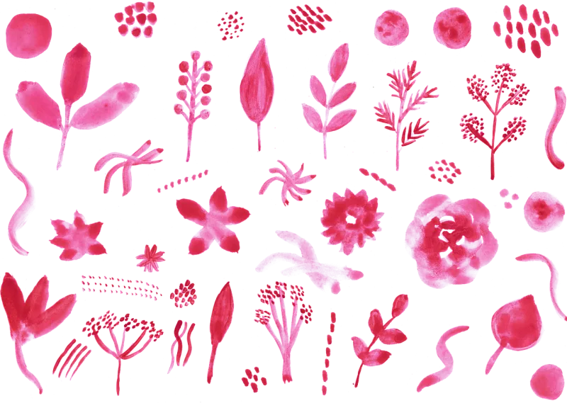 Flowers Leaves Watercolor Stickdatei – Blumen