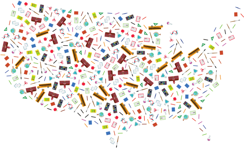 School America Map Stickdatei – Fahrzeuge