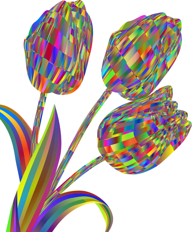 Tulips Flowers Psychedelic Stickdatei – Blumen