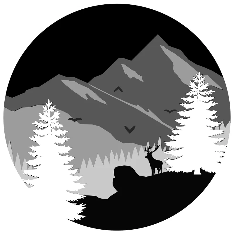 Mountains Deer Forest Stickdatei – Tiere