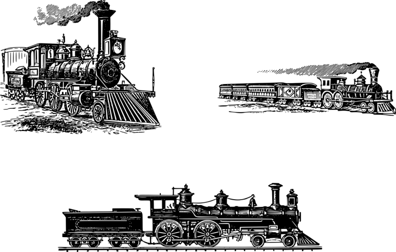 Trains Locomotive Line art Stickdatei – Fahrzeuge