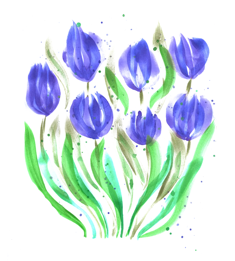 Tulips Flowers Watercolor Stickdatei – Blumen