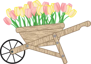 Tulips Beautiful flowers Wheelbarrow Stickdatei
