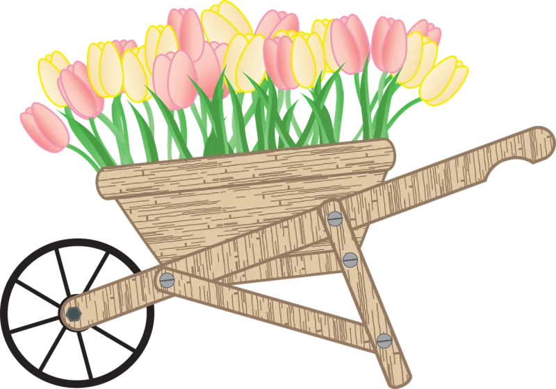 Tulips Beautiful flowers Wheelbarrow Stickdatei – Blumen