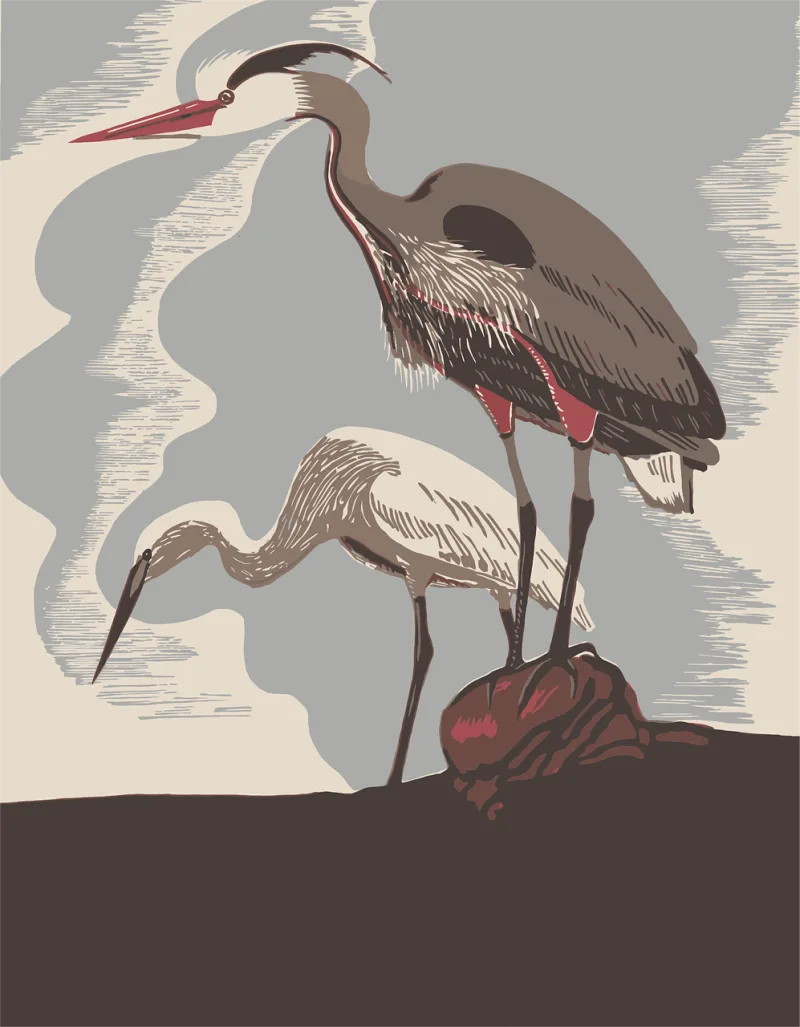 Herons Birds Animals Stickdatei – Blumen