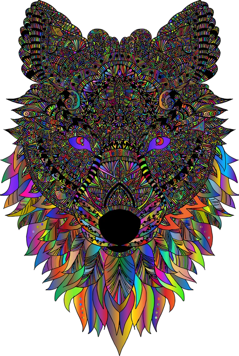 Wolf Animal Zentangle Stickdatei – Kinder