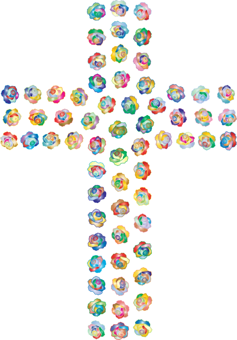 Rose Cross Religion Stickdatei – Blumen