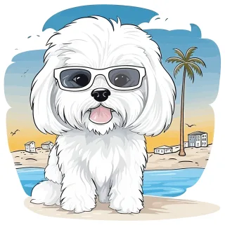 Maltese Maltese dog Sunny beach Stickdatei