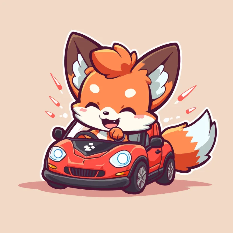 Fox Car Cartoon Stickdatei – Tiere