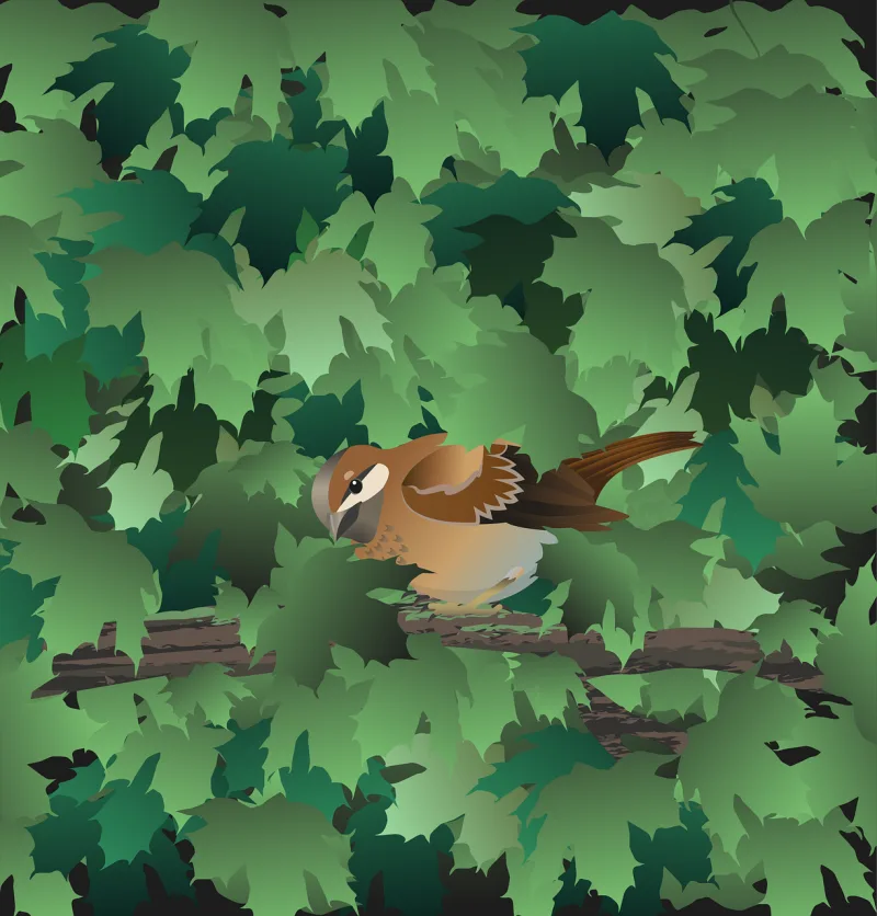 Bird Sparrow Tree Stickdatei – Tiere