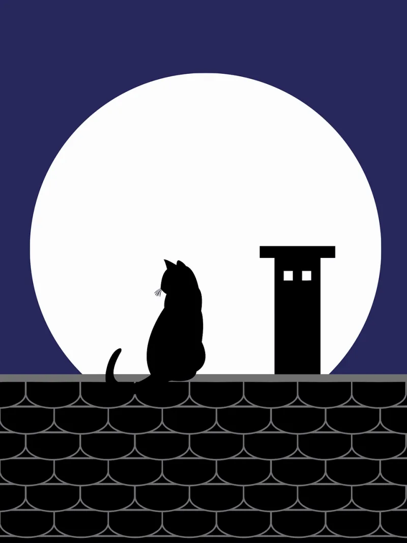 Cat Roof Chimney Stickdatei – Natur