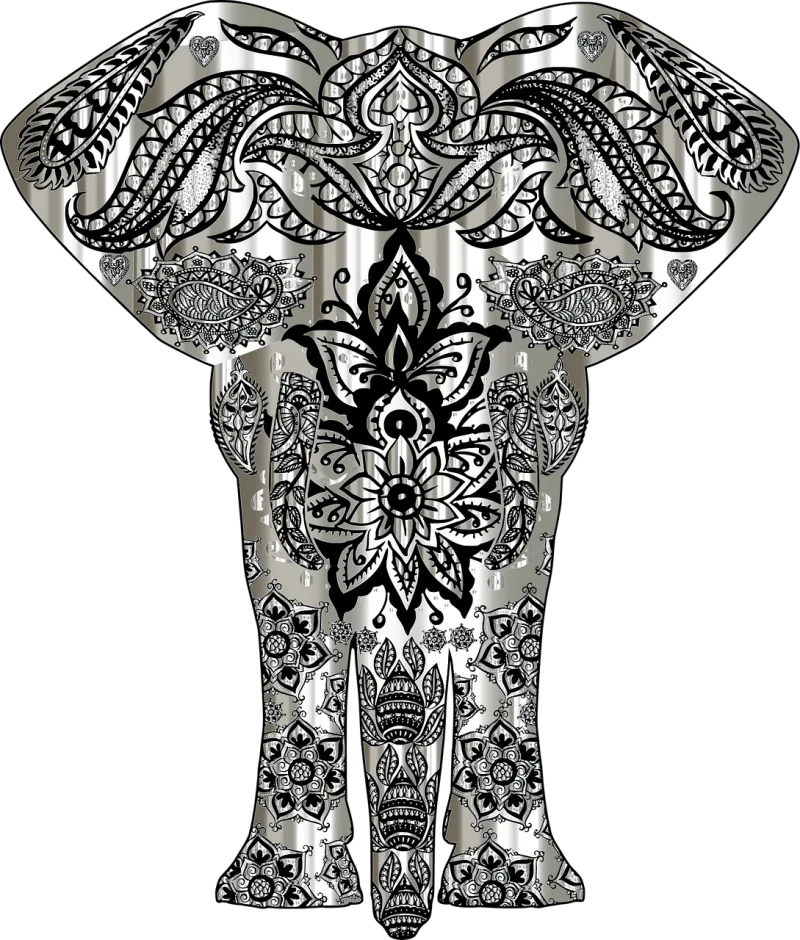 Elephant Mandala Ornamental Stickdatei – Tiere