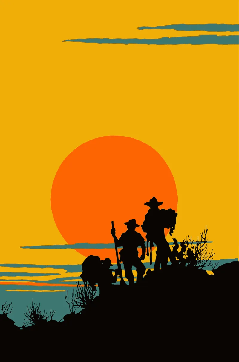 Cowboys Silhouette Sunset Stickdatei – Natur