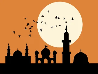 Mosque Sunset Silhouette Stickdatei
