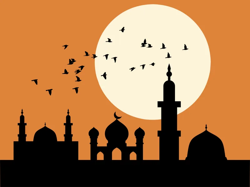 Mosque Sunset Silhouette Stickdatei – Natur