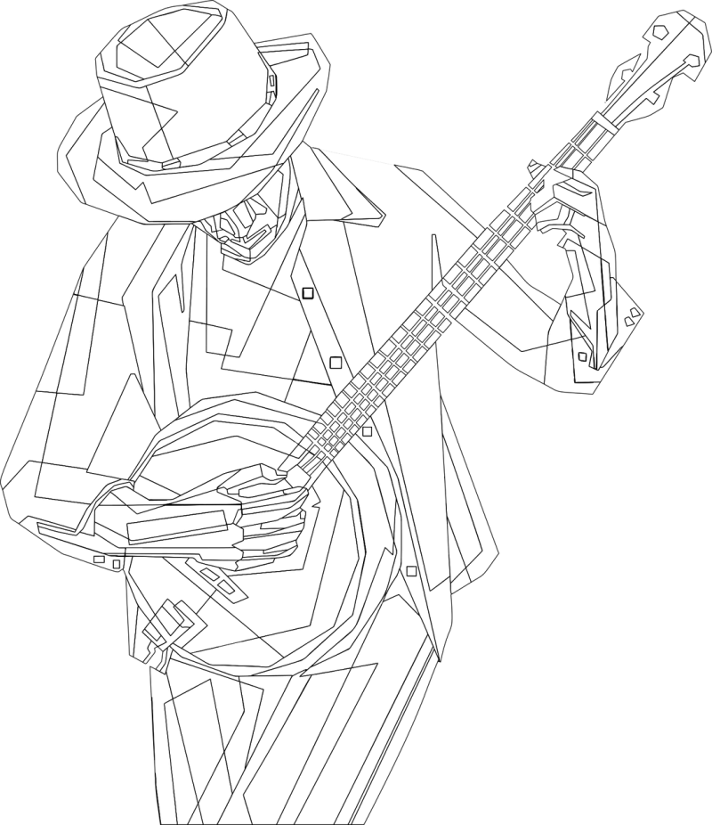 Man Guitar Line art Stickdatei – Musik