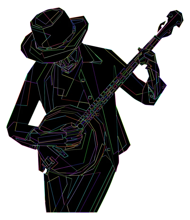 Man Guitar Line art Stickdatei – Musik