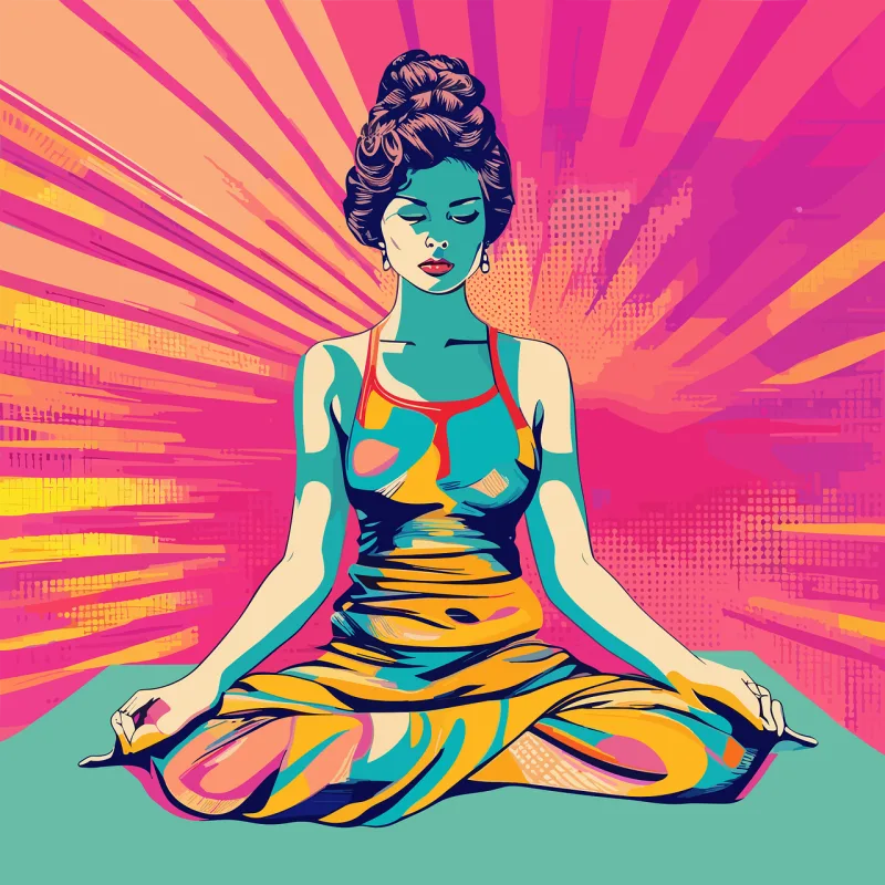 Woman Pop art Meditation Stickdatei – Sport