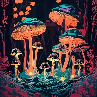 Ai generated Mushroom Forest Stickdatei