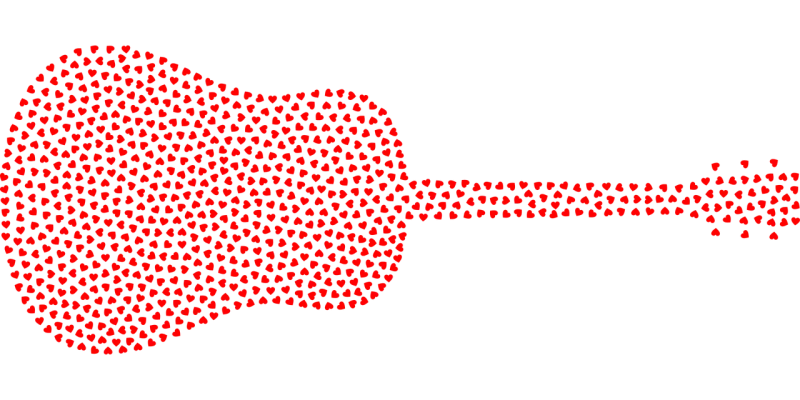 Hearts Guitar Musical instrument Stickdatei – Musik