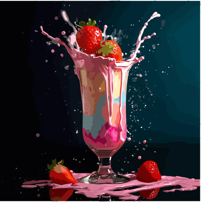 Ai generated Strawberries Strawberry sundae Stickdatei – Essen & Trinken