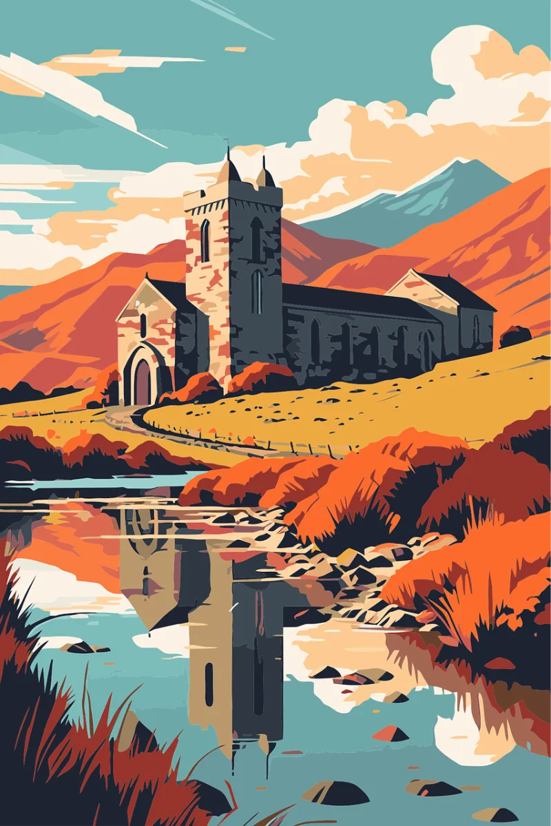 Ai generated Abbey Castle Stickdatei – Natur