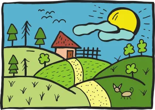 House Trees Autumn Stickdatei – Natur