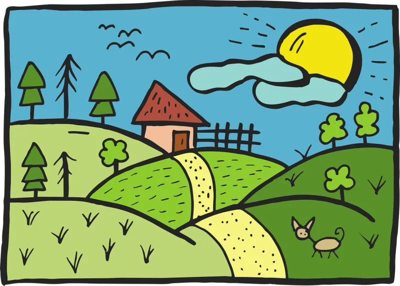 House Trees Autumn Stickdatei – Natur