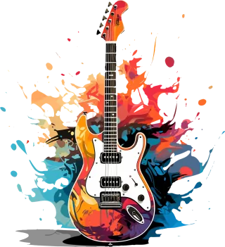 Ai generated Guitar Colorful Stickdatei