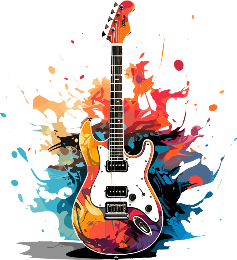 Ai generated Guitar Colorful Stickdatei – Musik
