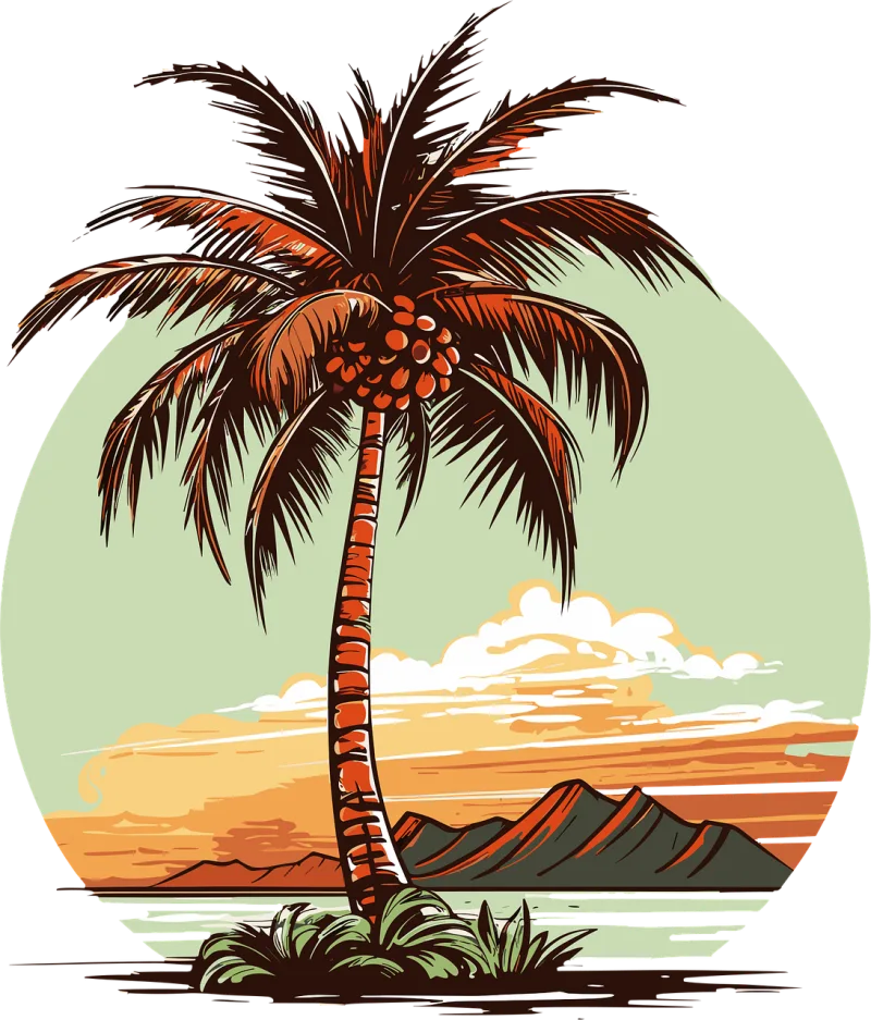 Palm Tree Sunset Stickdatei – Natur